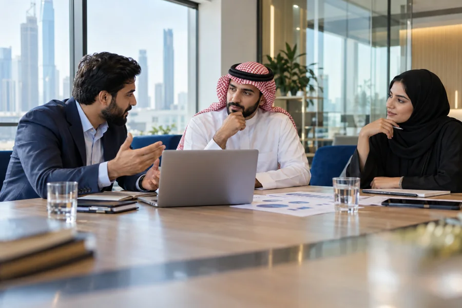 Illustrative technology consultation with business clients